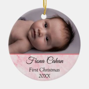 Décoration En Céramique Personnalisé 2 Photo Babys My First Christmas 202