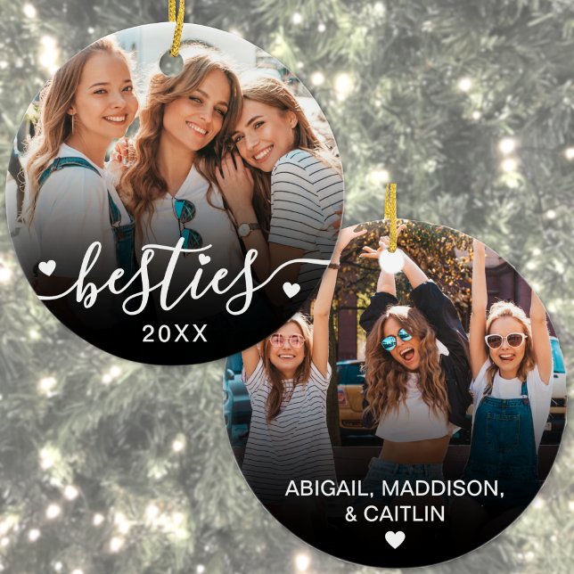 Décoration En Céramique Personnalisé Best Friends 2 Photo Keepsaké (Custom Best Friends 2 Photo Keepsake Ceramic Ornament)