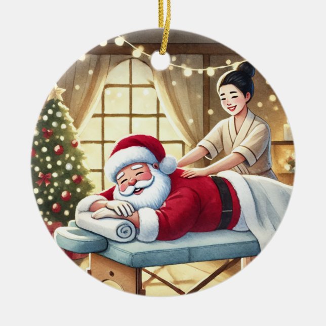 Décoration En Céramique Personnalisé Cute Père Noël Obtenir un massage (Devant)