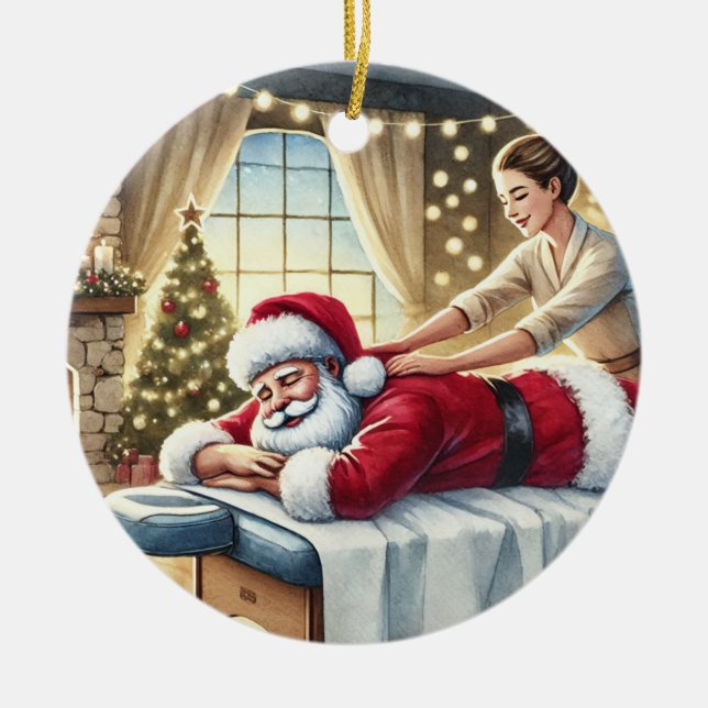 Décoration En Céramique Personnalisé Cute Père Noël Obtenir un massage (Devant)