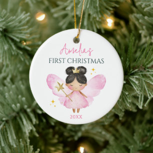 Décoration En Céramique Personnalisé Cute Rose Fairy Baby Girl 1er Noël