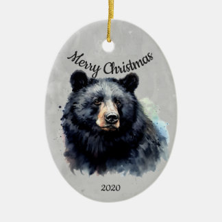 Décoration En Céramique Personnalisé Date de Noël Ours Noir Animal