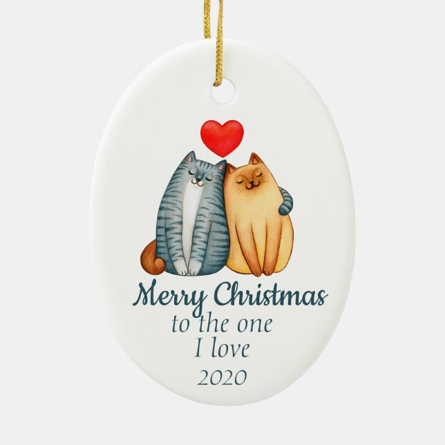 Décoration En Céramique Personnalisé Daté Noël mignon Chats Un que j'aime (Dos)