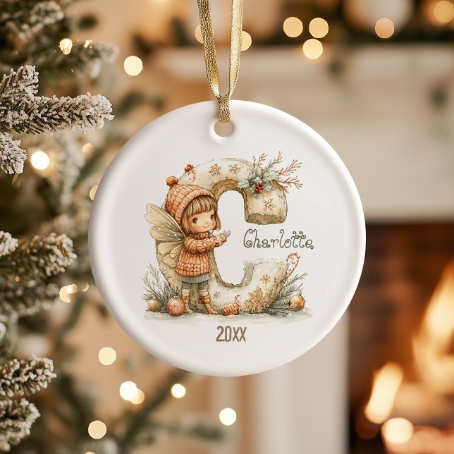 Décoration En Céramique Personnalisé Fée Cute Noël initial Keepsaké (Créateur téléchargé)