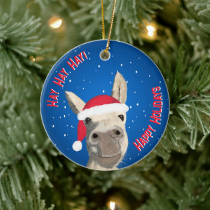 Décoration En Céramique Personnalisé Funny Donkey Père Noël Pun 2025 Holid