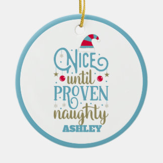 Décoration En Céramique Personnalisé Funny Naughty ou Nice Noël