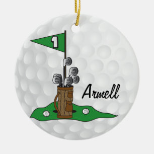Décoration En Céramique Personnalisé - Golfer 🏌️ ‍ ♀️ sur le vert   Golf