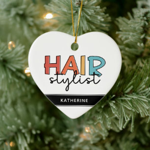 Décoration En Céramique Personnalisé Hair Styliste Retro Coiffeur Cadeau