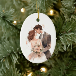 Décoration En Céramique Personnalisé Juste Marié Mariage Couple Art