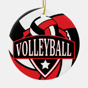 Décoration En Céramique Personnalisé - Logo de volley-ball 🏐 rouge et noi