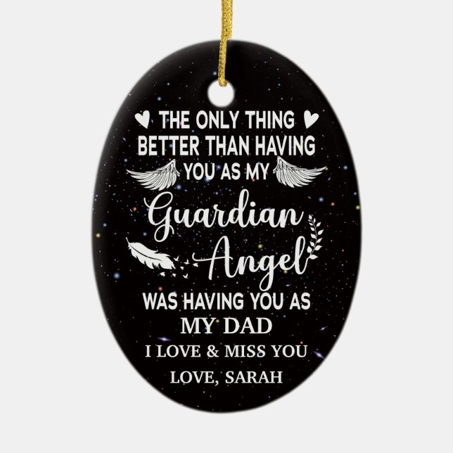 Décoration En Céramique Personnalisé Memorial Papa gardien ange (Devant)