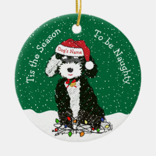Décoration En Céramique Personnalisé Naughty Bernedoodle en céramique Orna