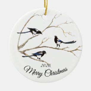 Décoration En Céramique Personnalisé Noël Curieux Magpie Jardin Oiseau