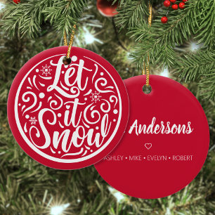 Décoration En Céramique Personnalisé Nom De Famille Laisser Neige Rouge No