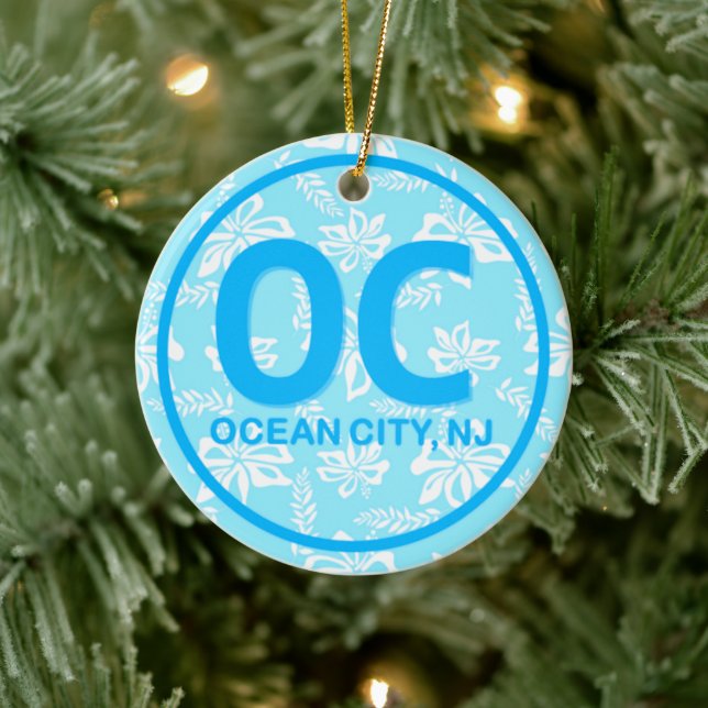 Décoration En Céramique Personnalisé OC Ocean City New Jersey NJ Blue (Arbre)