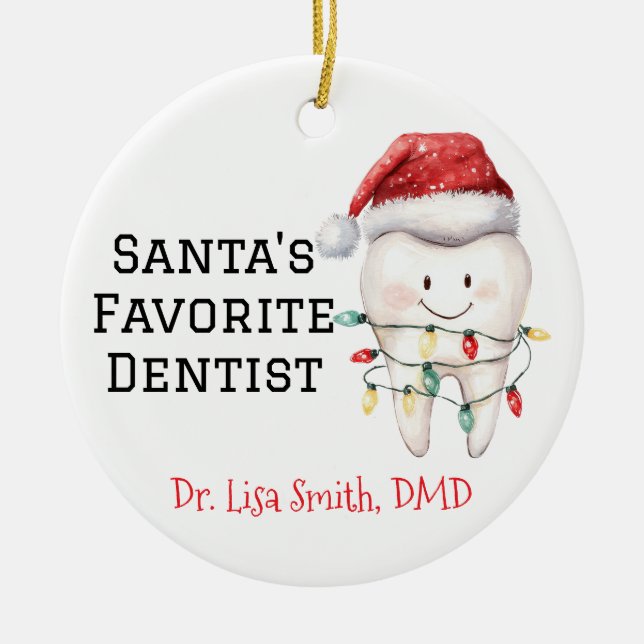 Décoration En Céramique Personnalisé Père Noël Favori Dentist (Devant)