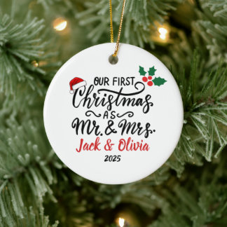 Décoration En Céramique Personnalisé Premier Noël en tant que M. & Mme Orn