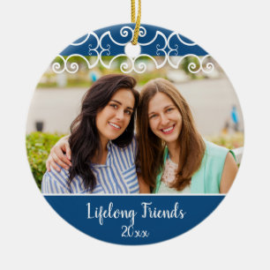 Décoration En Céramique Personnalisé Tout Au Long De La Vie Amis 2 Côtés P