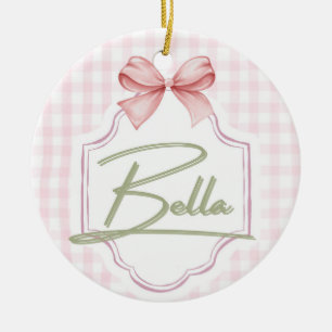 Décoration En Céramique Personnalisée Bella Baby Girl Nursery Bow&En vichy