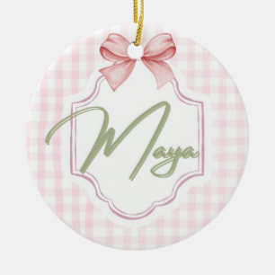 Décoration En Céramique Personnalisée Maya Baby Girl Nursery Bow&En vichy