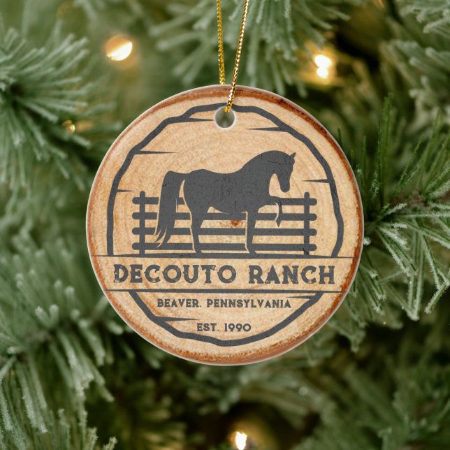 Décoration En Céramique Personnaliser Horse Ranch Vintage Noël rustique (Arbre)