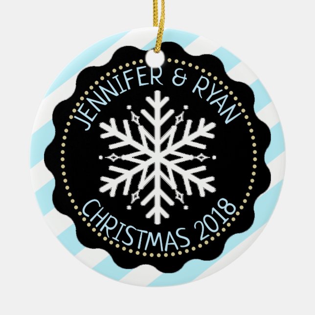 Décoration En Céramique Personnaliser la photo de Couple Black White Snowf (Devant)