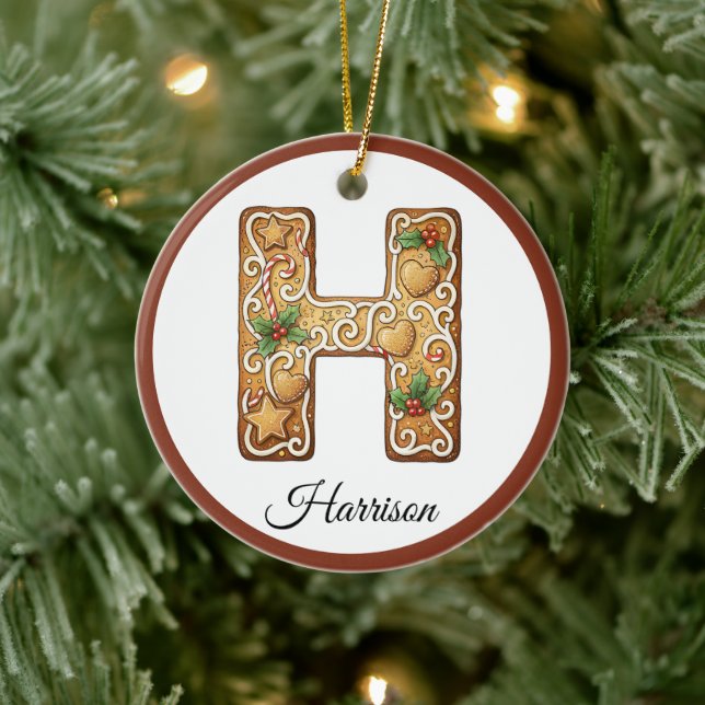 Décoration En Céramique Personnaliser le H monogramme en pain d'épices de  (Arbre)