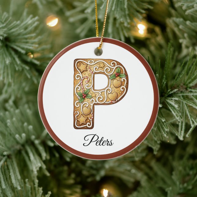 Décoration En Céramique Personnaliser lettre P monogramme en pain d'épices (Arbre)
