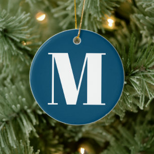 Décoration En Céramique Personnaliser monogramme initial turquoise bleu bl