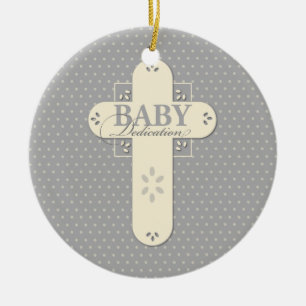 Décoration En Céramique Personnalisez la crème pour bébés et la croix g