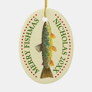 Décoration En Céramique Personnalisez-Le !Pêche Brown à la truite