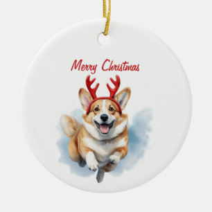 Décoration En Céramique Personnalisez les corgi de Noël avec des bois de r