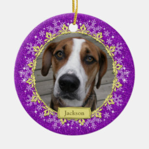 Décoration En Céramique Pet Dog Memorial Purple Flake Photo Noël