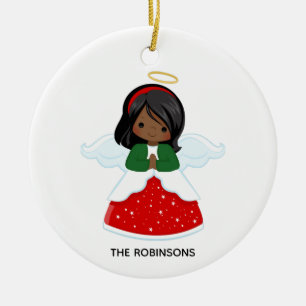 Décoration En Céramique Petit Africain Américain Angel de Noël