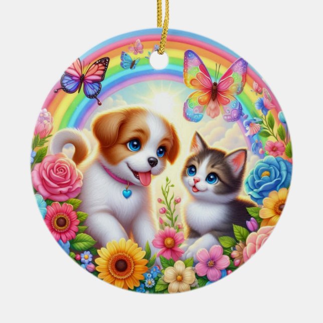 Décoration En Céramique Petit chiot/chiot/chaton (Devant)