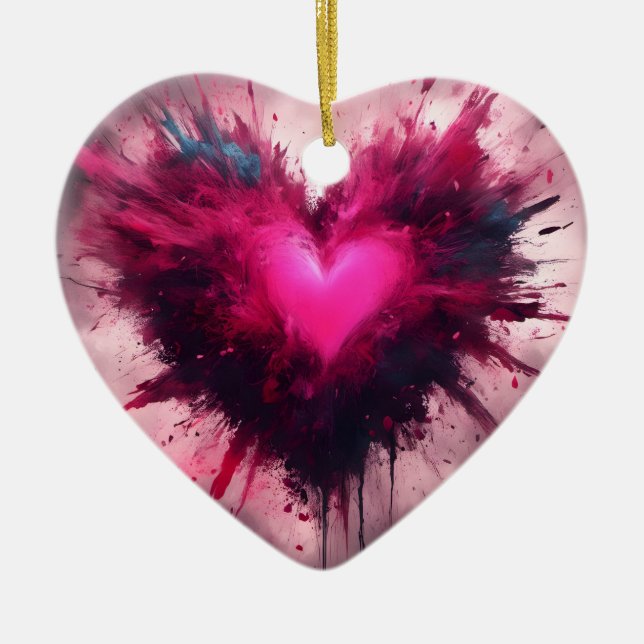Décoration En Céramique Petit Coeur rose (Devant)