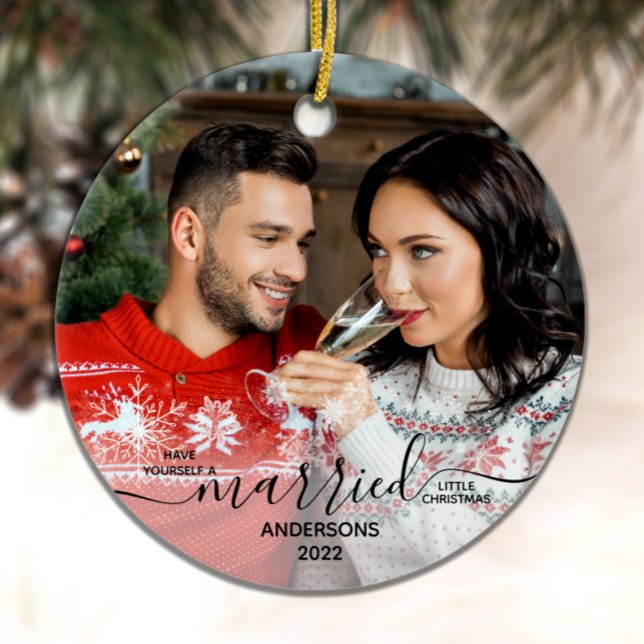 Décoration En Céramique Petit Noël Marié Notre première photo personnalisé (Créateur téléchargé)