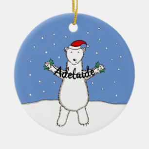 Décoration En Céramique Petit Ours Polaire de Noël personnalisé