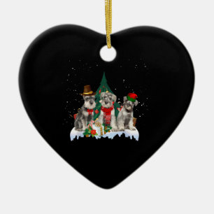Décoration En Céramique Petit Schnauzer de Noël