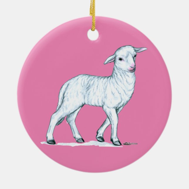 Décoration En Céramique Petit White Lamb (Dos)