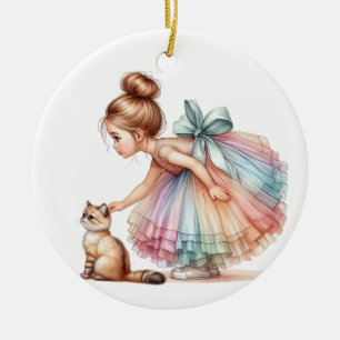 DÉCORATION EN CÉRAMIQUE PETITE FILLE ADORABLE AVEC SA CUISINE