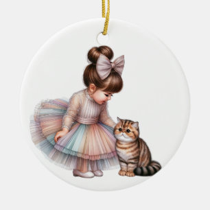 DÉCORATION EN CÉRAMIQUE PETITE FILLE ADORABLE AVEC SA CUISINE