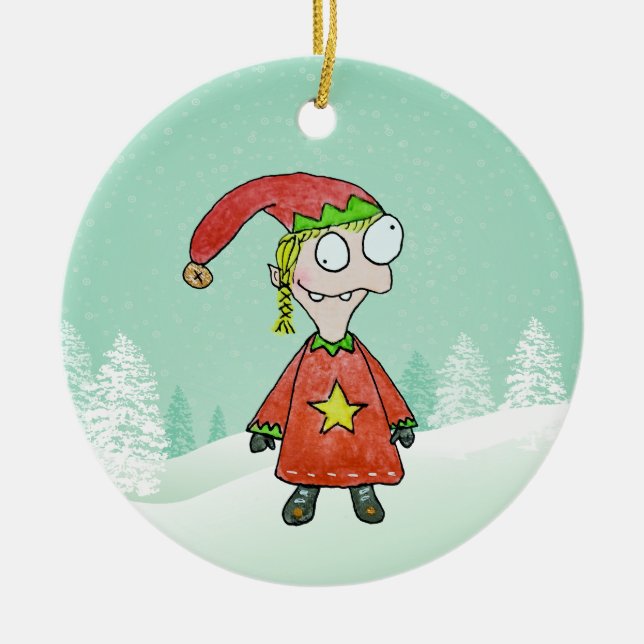 Décoration En Céramique Petite fille elfe (Devant)