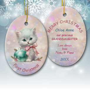 Décoration En Céramique Petite-fille First Christmas Kitten