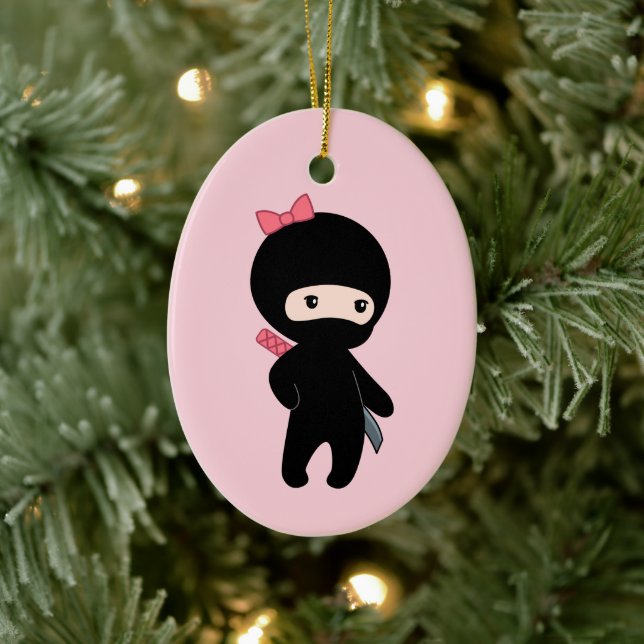 Décoration En Céramique Petite fille Ninja rose (Arbre)