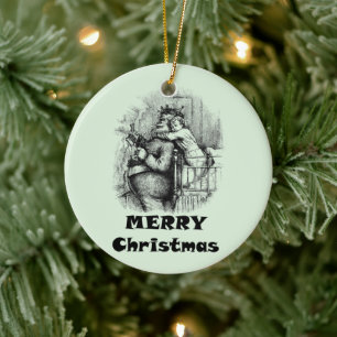 Décoration En Céramique Petite fille qui embrasse le Père Noël Art de Noël