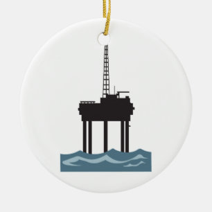 DÉCORATION EN CÉRAMIQUE PETITE PLATE-FORME DE PÉTROLE MARIN