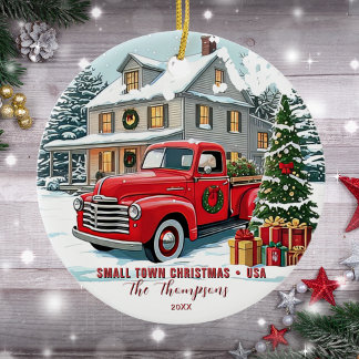 Décoration En Céramique Petite ville Noël USA Famille