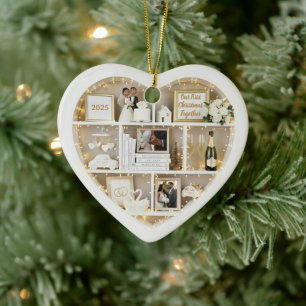 Décoration En Céramique Petites étagères tout juste mariées premier Noël e