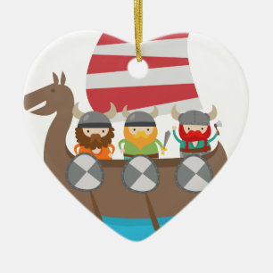 Décoration En Céramique Petits Vikings en bateau